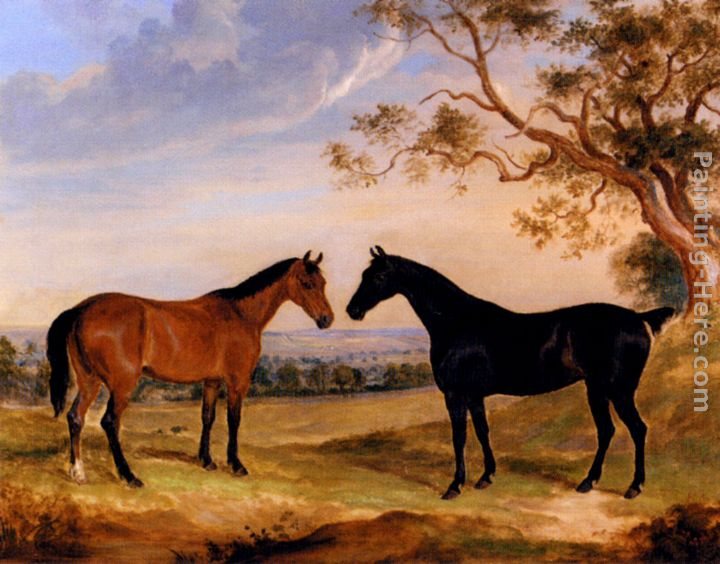 William Webb Two Mares In A Landscape
